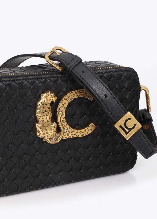 Bolso Lola Casademunt Bandolera material trenzado NEGRO
