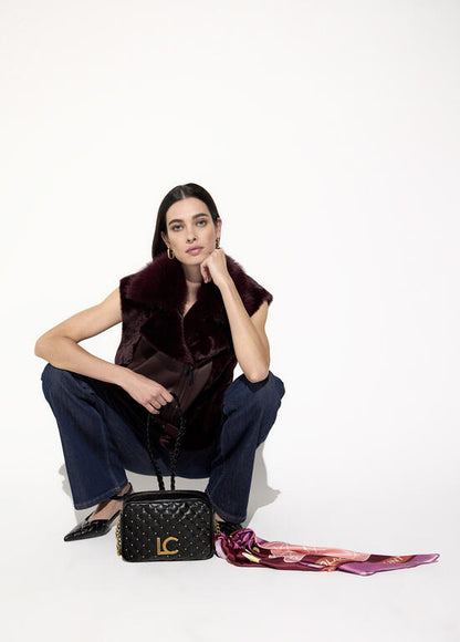 Bolso Lola Casademunt Bandolera acolchada con mini tachas NEGRO