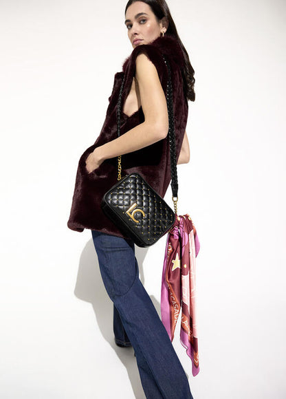 Bolso Lola Casademunt Bandolera acolchada con mini tachas NEGRO