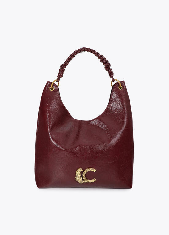 Bolso Lola Casademunt Shopper con detalle de asa trenzada BURDEOS
