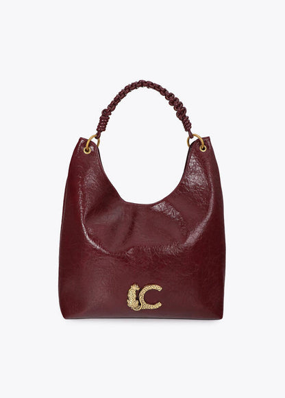 Bolso Lola Casademunt Shopper con detalle de asa trenzada BURDEOS