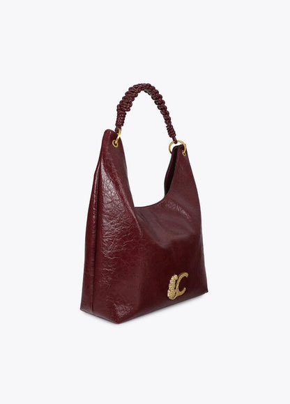 Bolso Lola Casademunt Shopper con detalle de asa trenzada BURDEOS