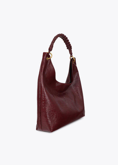 Bolso Lola Casademunt Shopper con detalle de asa trenzada BURDEOS