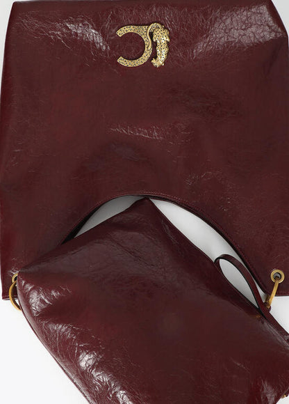Bolso Lola Casademunt Shopper con detalle de asa trenzada BURDEOS