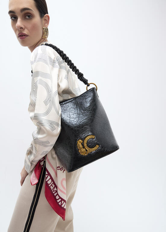 Bolso Lola Casademunt con detalle asa trenzada NEGRO
