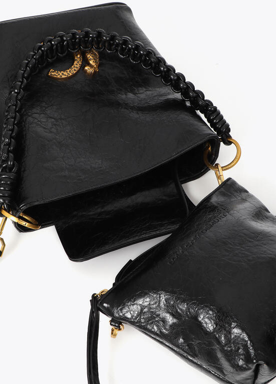 Bolso Lola Casademunt con detalle asa trenzada NEGRO