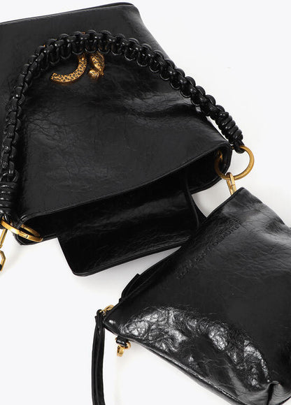 Bolso Lola Casademunt con detalle asa trenzada NEGRO