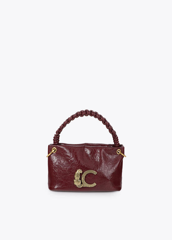 Bolso Lola Casademunt Bandolera pequeña con detalle de asa trenzada BURDEOS