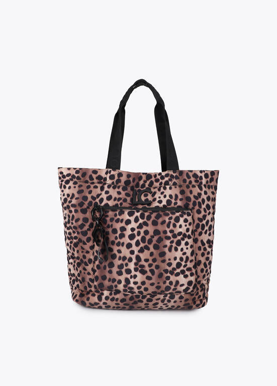 Bolso Lola Casademunt Shopper de nylon con estampado animal print MARRON-NEGRO
