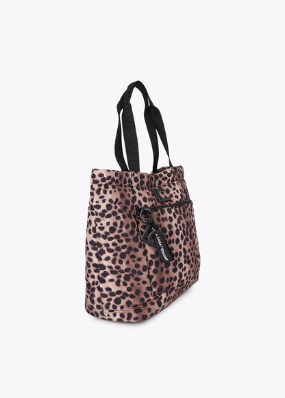 Bolso Lola Casademunt Shopper de nylon con estampado animal print MARRON-NEGRO