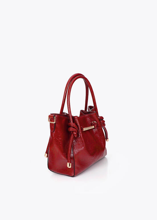 Bolso Lola Casademunt Bandolera con detalle tubo metálico con logo troquelado ROJO