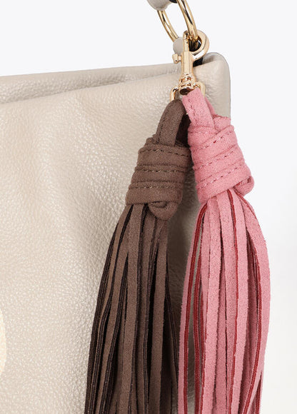 Bolso Lola Casademunt Shopper efecto piel con pompones a contraste CRUDO
