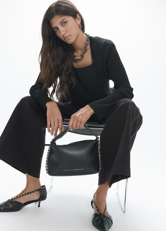Bolso Lola Casademunt asa con cristales NEGRO