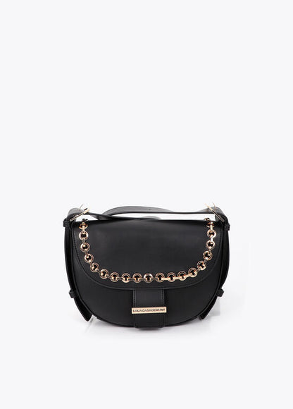 Bolso Lola Casademunt Bandolera solapa con ojales NEGRO