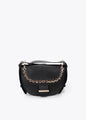 Bolso Lola Casademunt Bandolera solapa con ojales NEGRO