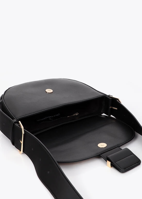 Bolso Lola Casademunt Bandolera solapa con ojales NEGRO