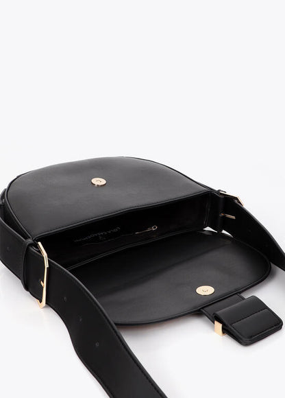 Bolso Lola Casademunt Bandolera solapa con ojales NEGRO