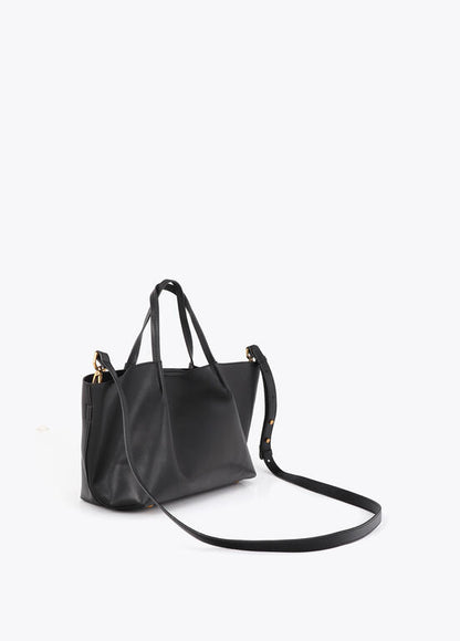 Bandolera Lola Casademunt efecto piel asa doble NEGRO