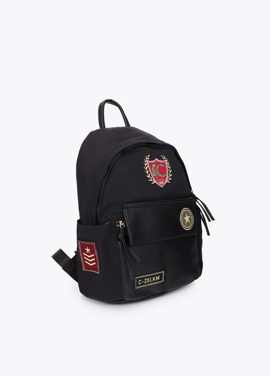 Mochila Lola Casademunt nylon con parches NEGRO