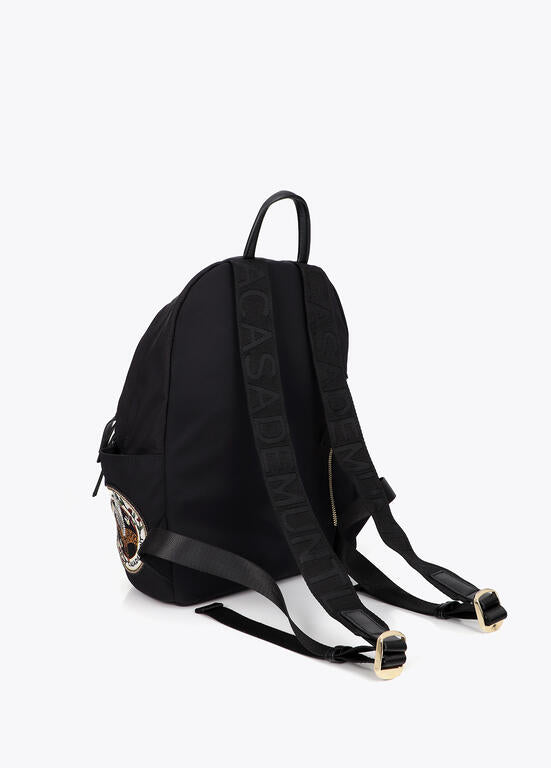 Mochila Lola Casademunt nylon con parches NEGRO