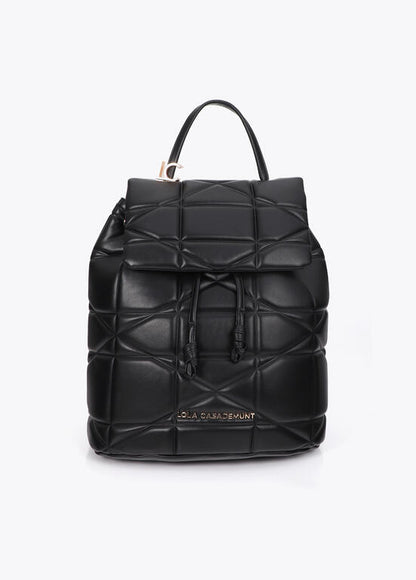 Mochila Lola Casademunt acolchada detalle LC metalica NEGRO