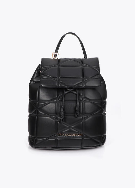 Mochila Lola Casademunt acolchada detalle LC metalica NEGRO