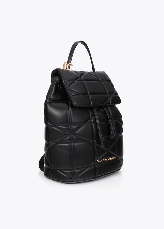 Mochila Lola Casademunt acolchada detalle LC metalica NEGRO