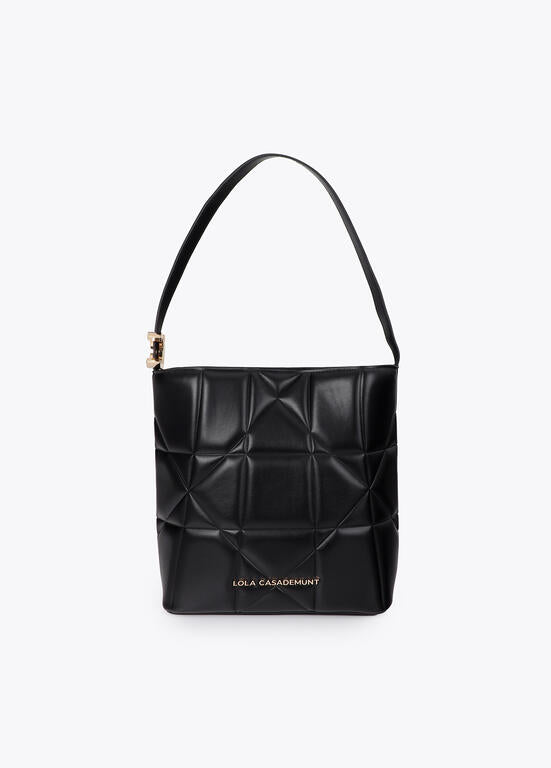 Bolso Lola Casademunt Hobo acolchado detalle LC metalica NEGRO