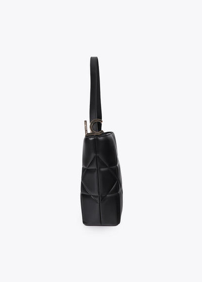 Bolso Lola Casademunt Hobo acolchado detalle LC metalica NEGRO