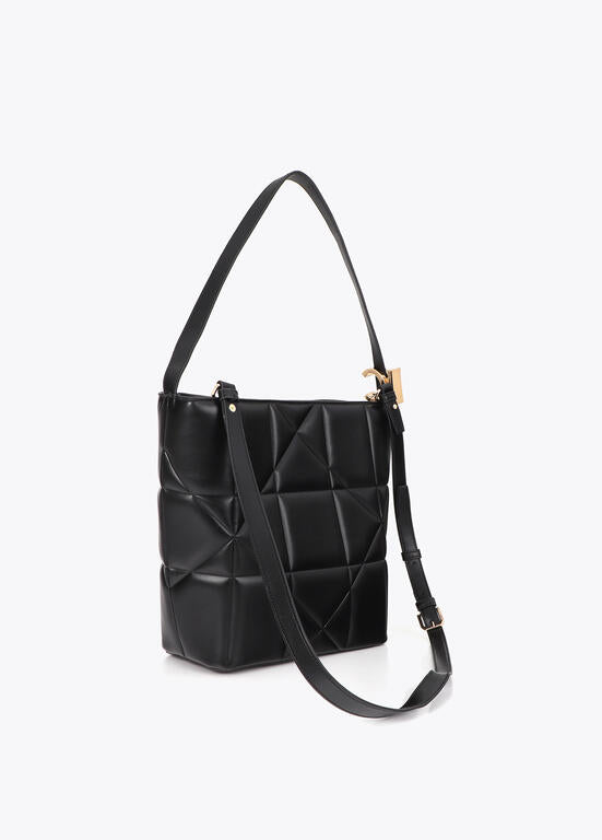 Bolso Lola Casademunt Hobo acolchado detalle LC metalica NEGRO