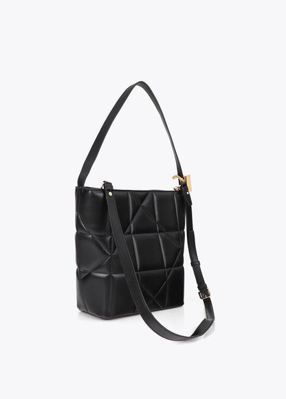 Bolso Lola Casademunt Hobo acolchado detalle LC metalica NEGRO