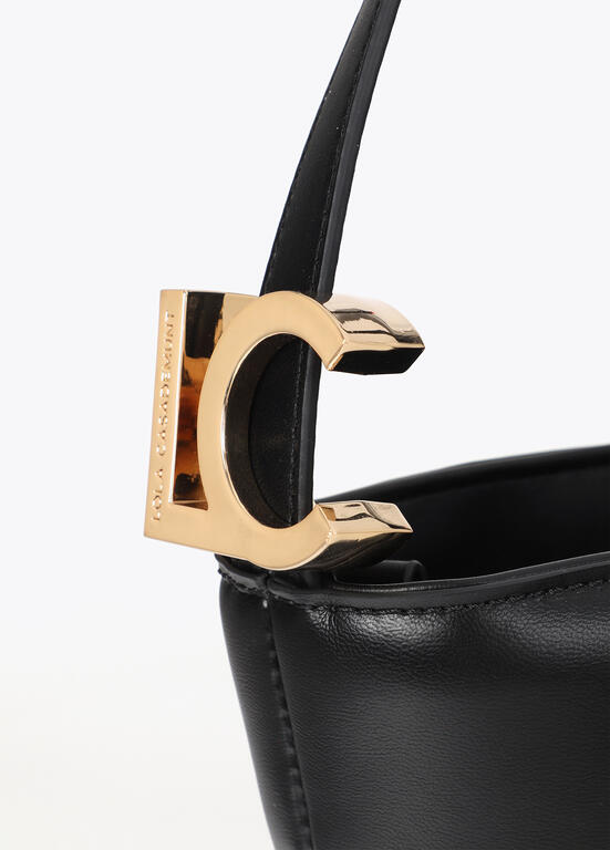 Bolso Lola Casademunt Hobo acolchado detalle LC metalica NEGRO
