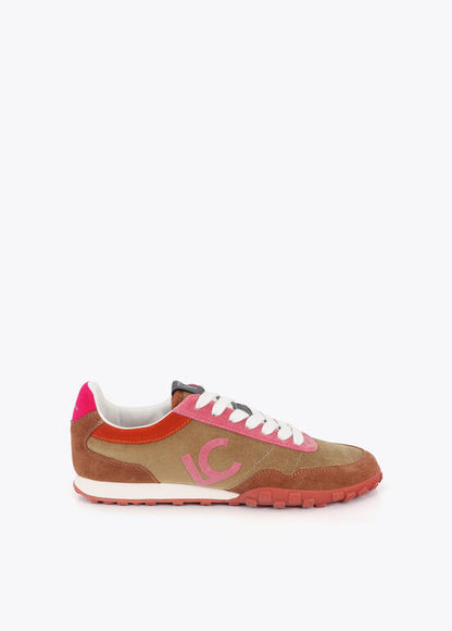 Deportivas Lola Casademunt combinada en diferentes materiales y piel MARRON-ROSA