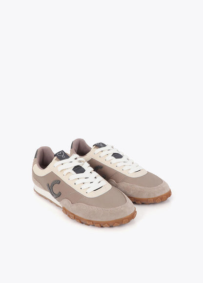 Deportivas Lola Casademunt combinada en diferentes materiales y piel Gris-Metal