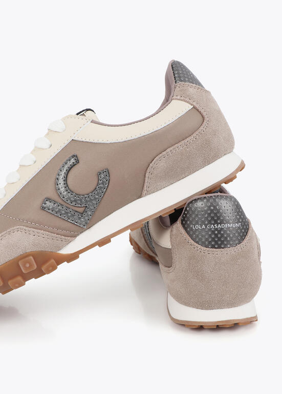 Deportivas Lola Casademunt combinada en diferentes materiales y piel Gris-Metal