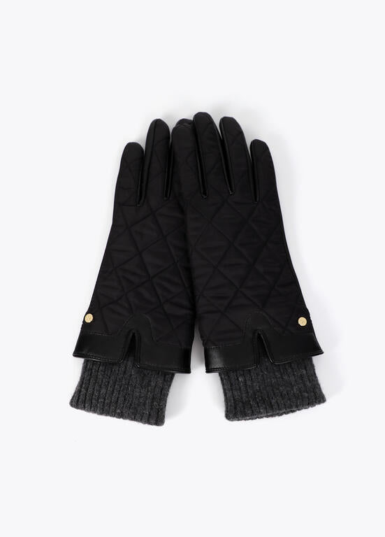 Guantes combinados de nylon con puño de punto negro - Lola casademunt