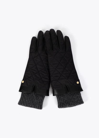 Guantes combinados de nylon con puño de punto negro - Lola casademunt