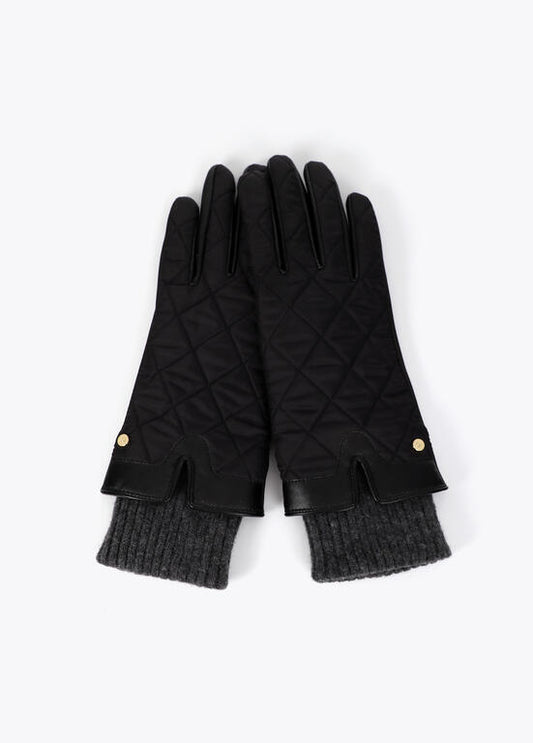 Guantes combinados de nylon con puño de punto negro - Lola casademunt