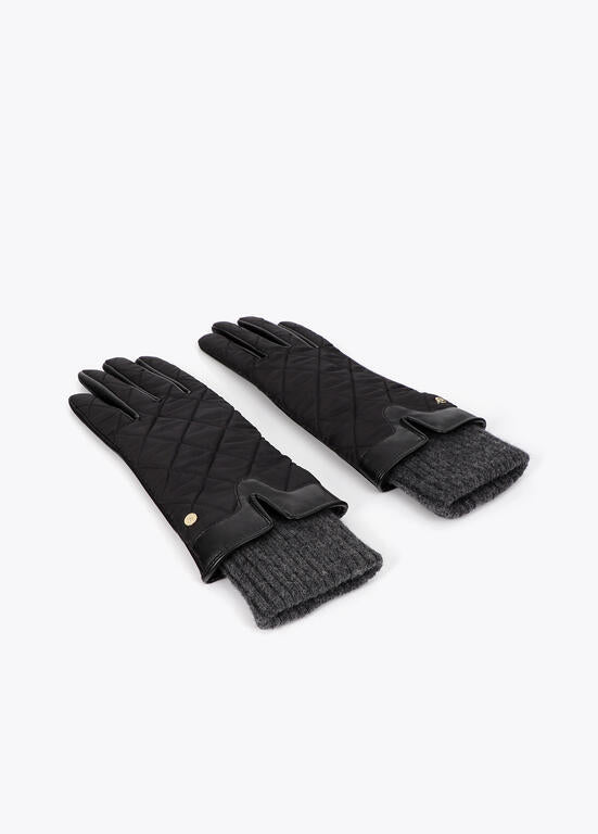 Guantes combinados de nylon con puño de punto negro - Lola casademunt