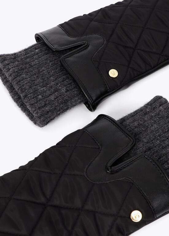 Guantes combinados de nylon con puño de punto negro - Lola casademunt