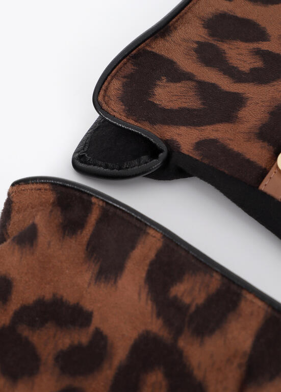 Guantes puño animal print negro-marrón Lola Casademunt