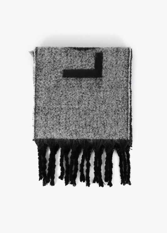 Bufanda reversible con logotipo negro-gris - Lola Casademunt