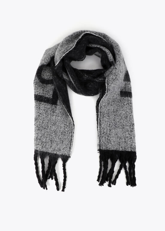Bufanda reversible con logotipo negro-gris - Lola Casademunt