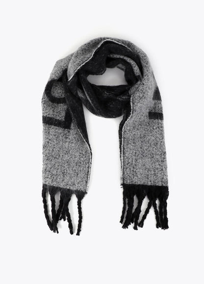 Bufanda reversible con logotipo negro-gris - Lola Casademunt