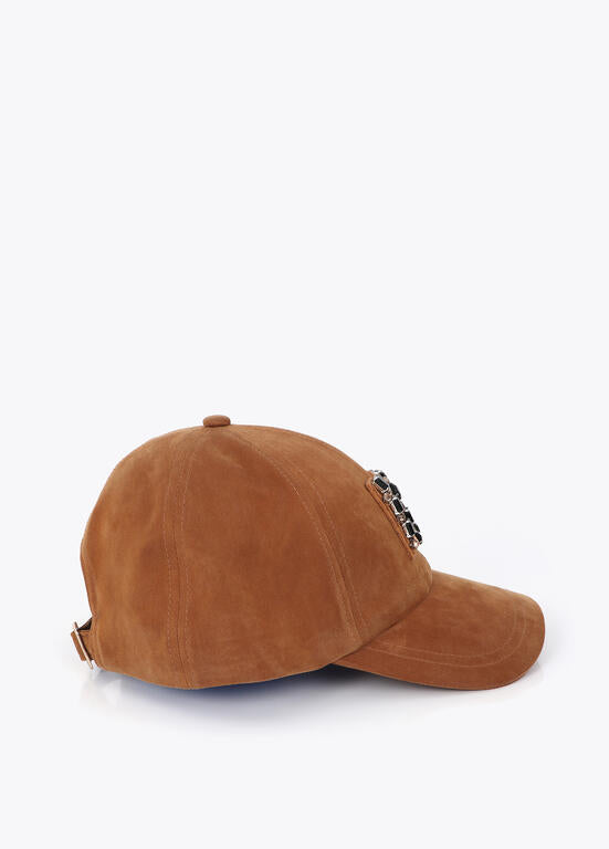 Gorra Lola Casademunt en tejido con LC cristales MARRON