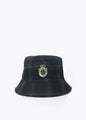 Sombrero Lola Casademunt en tejido a cuadros parche logo bordado VERDE-AZUL