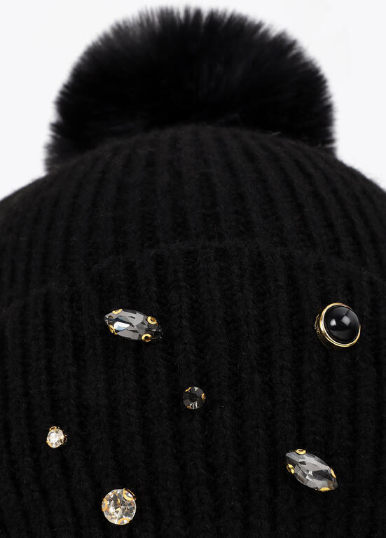 Gorro de punteo con perlas y cristales negros - Lola Casademunt