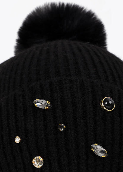 Gorro de punteo con perlas y cristales negros - Lola Casademunt