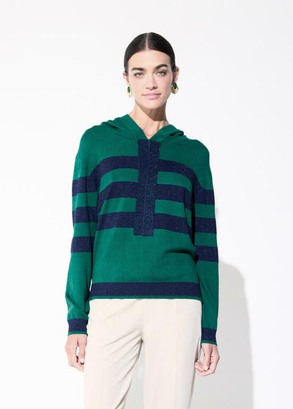 Jersey Lola Casademunt rayas capucha VERDE-AZUL