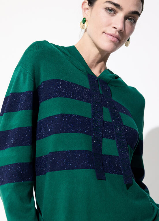 Jersey Lola Casademunt rayas capucha VERDE-AZUL